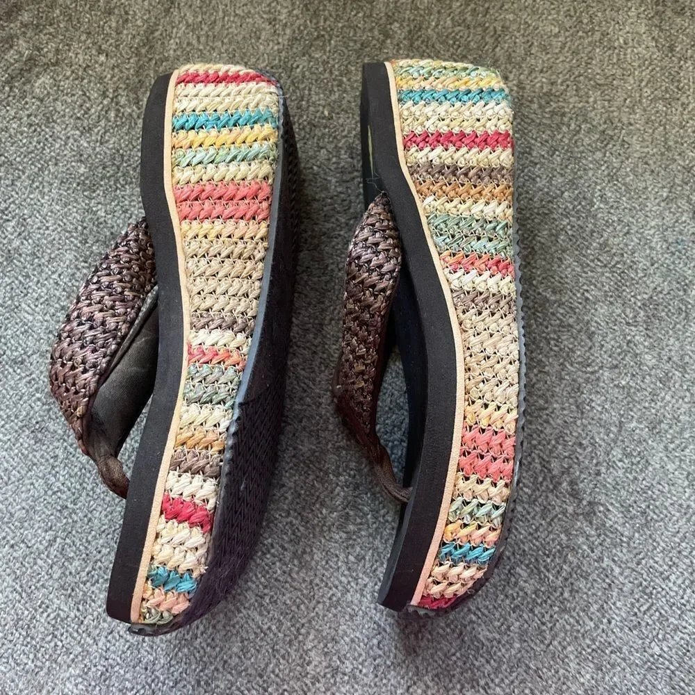 Volatile Multicolor Island Wedge Woven Sandals size 8